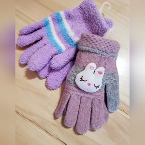 Girl's Fashion Winter Gloves Bundle Purple Style